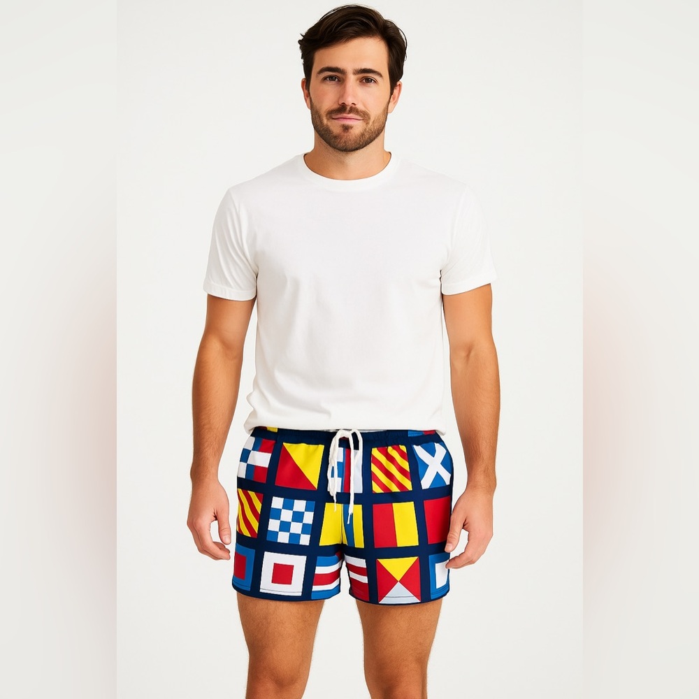 Chubbies Nautical Flag Print Swim Trunks Men’s Small Beach Pool Summer Shorts